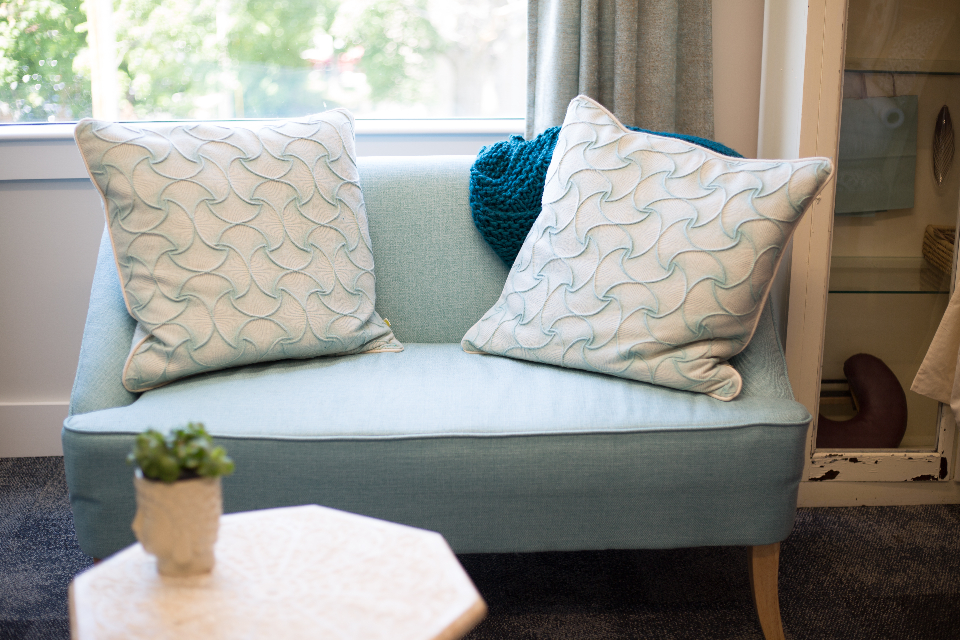 Clean, fresh upholstered sofa